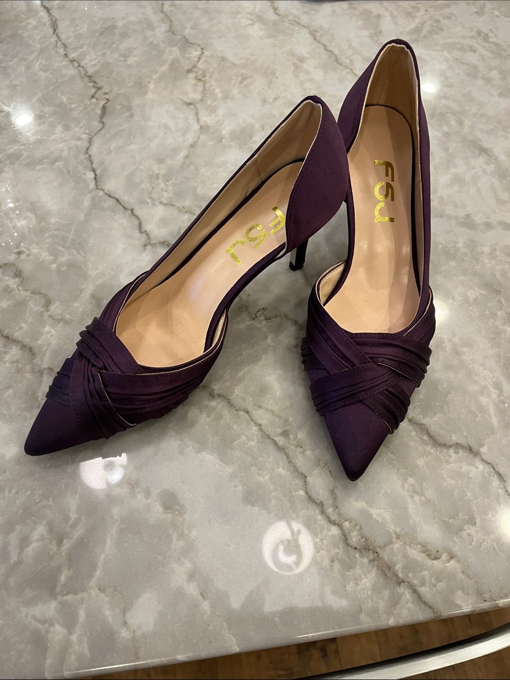 Purple Satin Evening Shoes Size 8